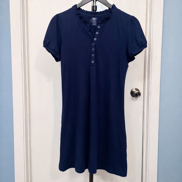 Old Navy Dresses & Skirts - Old Navy Navy Blue Ruffle Neck Button Front Dress Size Large Casual